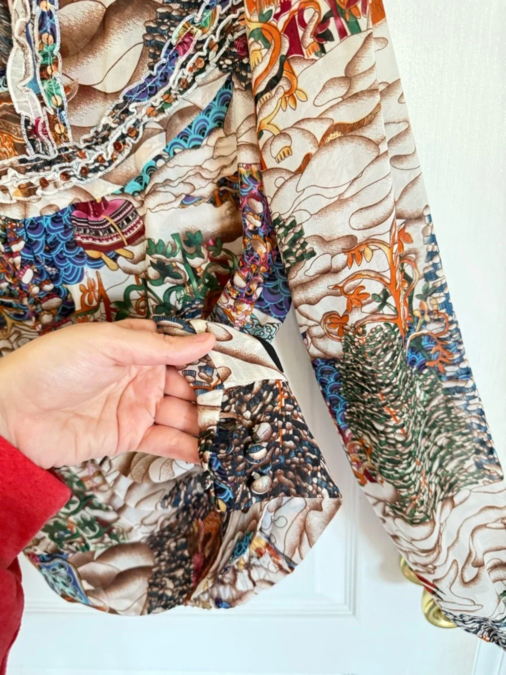 Prada Whimsical Print Vintage 100% Silk Blouse - Picture 11 of 12